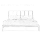 Walnut double bed with upholstered headboard Chiavari