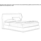 Double bed in tanned leather with upholstered headboard Cabris