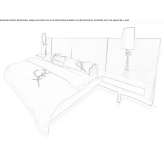 Fabric bed with integrated bedside tables Shumen