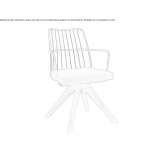 Powder-coated steel chair on trestles with armrests Evjen