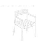 Wooden chair with armrests and a seat made of grain leather Unecha