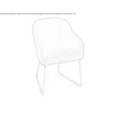 A chair upholstered in fabric with armrests on a sled base Pomi