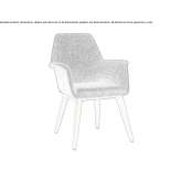 Chair upholstered in fabric with armrests and a beech wood base Basecles