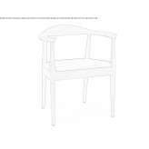 Beech chair with armrests and integrated cushion Crondall