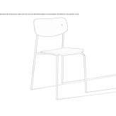 A chair made of steel and wood with an open backrest, stackable Grishino