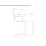 Krzesło wspornikowe ze stali nierdzewnej i drewna z podłokietnikami Amtzell