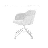 Swivel fabric chair with 4-star base with armrests Madruga