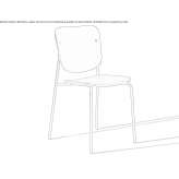 A chair made of steel and wood with an open backrest, stackable Grishino