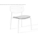Chair made of steel and wood, with integrated cushion, stackable Grishino