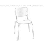 A chair made of steel and wood with an open backrest, stackable Gainfarn