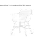 Chair with armrests and 4 wooden legs Garvin