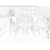 Round high table with a steel base and HPL top Chiasso
