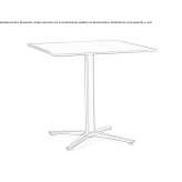 Square aluminum table with 4-star base Hobart