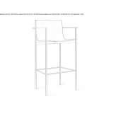 High stool with armrests and backrest Corni
