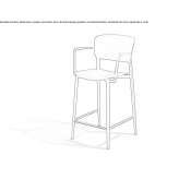 High polypropylene stool with armrests Tibu