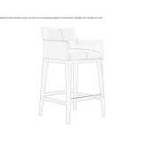High leather stool with armrests Incuyo
