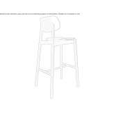 A tall wooden stool with a backrest Wymiarki