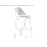 High stool upholstered in fabric with a footrest Buique