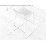 High fabric stool with sled base and footrest Sechura