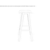 High solid wood stool with footrest Orista