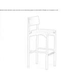 Upholstered wooden bar stool with footrest Faido