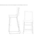 High leather stool with backrest Cunardo