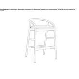 High stool in ash and fabric Charras