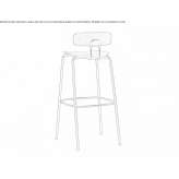 Bar stool made of steel and wood with backrest and footrest Baune
