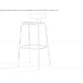 Tall wooden bar stool with integrated cushion Baune
