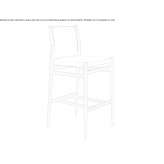 Tall stool in tanned leather with backrest Samanco