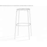Steel and wood stool Baune