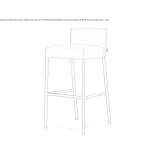 High leather stool with footrest Margno