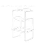 Stool with backrest in tanned leather and steel Grycksbo