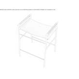 Tanned leather and steel stool with footrest Lunery