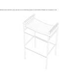Tall stool in tanned leather and steel with footrest Lunery
