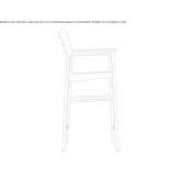 Stool with backrest in tanned leather and steel Lunery