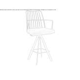 Powder-coated steel stool on trestles with armrests Evjen