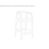 High beech stool with footrest Tacony