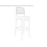 Tall bar stool in beech and woven cane Gohlis