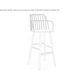 High stool in steel and wood with armrests Cavriana