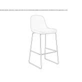 High fabric stool with footrest and backrest Altmelon