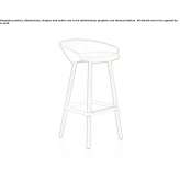 High stool with fabric seat and solid wood legs Jitia