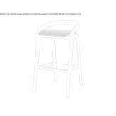 High solid wood stool with backrest Hiram