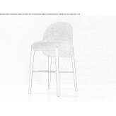 High, fabric stool with backrest Piantedo