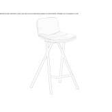 High leather stool with backrest Muggia