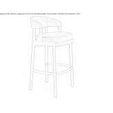 High stool upholstered in fabric with a footrest Elda