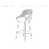 Fabric upholstered stool with backrest and footrest Braniewo