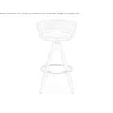 High fabric stool with a 4-star base and footrest Faicchio