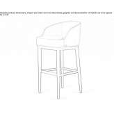 High leather stool with armrests Mirabel