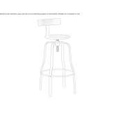 High stool made of steel and wood with backrest Bytow